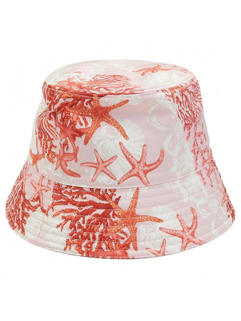 Versace Barocco Sea Pink Starfish Bucket Hat NWT Size 57
